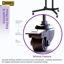 Load image into Gallery viewer, ProMount Rolling TV Stand with Mount and Adjustable Shelf for 32"-72" TVs, Holds up to 110lbs(AFCS6402-02) - One Products