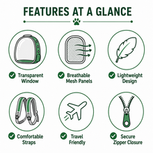 Load image into Gallery viewer, Pet Carrier Backpack for Cats & Small Dogs, Airline-Friendly Bubble Carrier with Mesh Ventilation & Safety Leash | Green