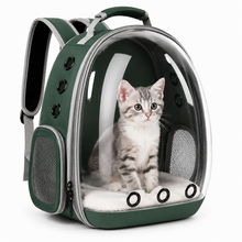 Load image into Gallery viewer, Pet Carrier Backpack for Cats & Small Dogs, Airline-Friendly Bubble Carrier with Mesh Ventilation & Safety Leash | Green