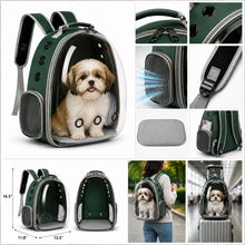 Load image into Gallery viewer, Pet Carrier Backpack for Cats & Small Dogs, Airline-Friendly Bubble Carrier with Mesh Ventilation & Safety Leash | Green