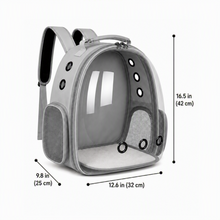 Load image into Gallery viewer, Pet Carrier Backpack for Cats & Small Dogs, Airline-Friendly Bubble Carrier with Mesh Ventilation & Safety Leash | Gray
