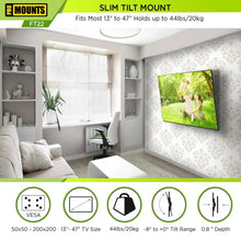 Load image into Gallery viewer, ProMounts Tilt / Tilting TV Wall Mount for 13" to 47" TVs up to 44lbs (FT22) - One Products