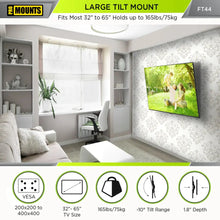 Load image into Gallery viewer, ProMounts Tilt / Tilting TV Wall Mount for 32" to 65" TVs up to 165lbs (FT44) - One Products