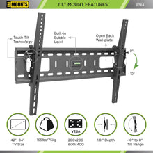 Load image into Gallery viewer, ProMounts Black Tilting TV Wall Mount for 42" to 84" TVs Up to 165lbs (FT64) - One Products