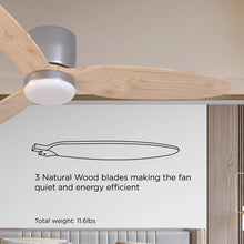 Load image into Gallery viewer, ProMounts 52 in. WIFI 3-Blade Smart Ceiling Fan with Reversible Motor, 6 Speeds and 3 Color Temperatures, App Control, Natural Wood - One Products