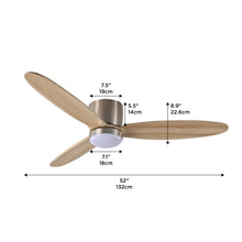 Load image into Gallery viewer, ProMounts 52 in. WIFI 3-Blade Smart Ceiling Fan with Reversible Motor, 6 Speeds and 3 Color Temperatures, App Control, Natural Wood - One Products