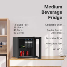 Load image into Gallery viewer, Husky Premium 1.6 Cu.Ft Premium Freestanding Glass Door Beverage Cooler & Mini Fridge, Black - One Products