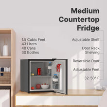 Load image into Gallery viewer, SnowLion Premium 43L Retro Style Mini Fridge 1.5 C.ft. Freestanding Under-counter refrigerator in Black SnowLion Solid Door Medium