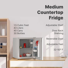 Load image into Gallery viewer, SnowLion Premium 43L Retro Style Mini Fridge 1.5 C.ft. Freestanding Under-counter refrigerator in White (OSFS009-WM) SnowLion Solid Door Medium