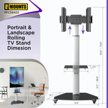 Load image into Gallery viewer, ProMounts Portrait/Landscape Rolling TV Stand Mount For 32"-84" TVs Holds Up To 88Lbs - One Products