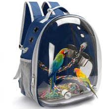 Load image into Gallery viewer, Panoramic View Bird Travel Backpack – Breathable Bubble Carrier for Small & Medium Birds with Secure Perch & Locking Zippers One Products