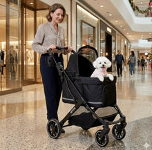 Load image into Gallery viewer, Pet Stroller with 4 Wheels, Puppy Strollers for Small/Medium Dogs and Cats up to 50lbs, Lightweight Pet Travel Carrier with Detachable Cushion, Storage Basket in Black One Products