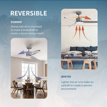 Load image into Gallery viewer, ProMounts 52 in. WIFI 3-Blade Smart Ceiling Fan with Reversible Motor, 6 Speeds and 3 Color Temperatures, App Control, Satin Nickel One Smart CE Gear