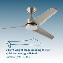 Load image into Gallery viewer, ProMounts 52 in. WIFI 3-Blade Smart Ceiling Fan with Reversible Motor, 6 Speeds and 3 Color Temperatures, App Control, Satin Nickel One Smart CE Gear