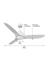 Load image into Gallery viewer, ProMounts 52 in. WiFi 3-Blade Smart Ceiling Fan with Reversible Motor, 6 Speeds and 3 Color Temperatures, App Control, White One Smart CE Gear Ceiling Fan