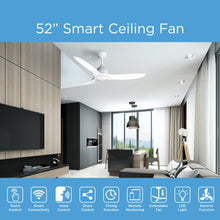Load image into Gallery viewer, ProMounts 52 in. WiFi 3-Blade Smart Ceiling Fan with Reversible Motor, 6 Speeds and 3 Color Temperatures, App Control, White One Smart CE Gear Ceiling Fan