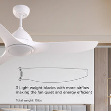 Load image into Gallery viewer, ProMounts 52 in. WiFi 3-Blade Smart Ceiling Fan with Reversible Motor, 6 Speeds and 3 Color Temperatures, App Control, White One Smart CE Gear Ceiling Fan