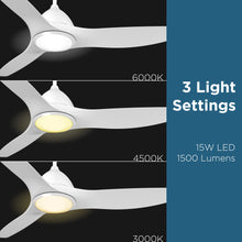 Load image into Gallery viewer, ProMounts 52 in. WiFi 3-Blade Smart Ceiling Fan with Reversible Motor, 6 Speeds and 3 Color Temperatures, App Control, White One Smart CE Gear Ceiling Fan