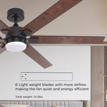 Load image into Gallery viewer, ProMounts 60 in. WiFi 6-Blade Smart Ceiling Fan with Reversible Motor, 6 Speeds and 3 Color Temperatures, App Control, Walnut One Smart CE Gear Ceiling Fan