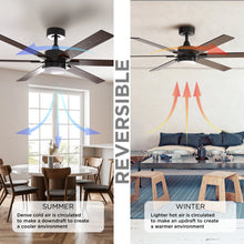 Load image into Gallery viewer, ProMounts 60 in. WiFi 6-Blade Smart Ceiling Fan with Reversible Motor, 6 Speeds and 3 Color Temperatures, App Control, Walnut One Smart CE Gear Ceiling Fan