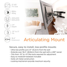 Load image into Gallery viewer, ProMounts Articulating/Full Motion TV Wall Mount for 37”-85” TVs Holds up to 88lbs ProMounts Articulating Mount