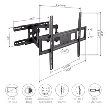 Load image into Gallery viewer, ProMounts Articulating/Full Motion TV Wall Mount for 37”-85” TVs Holds up to 88lbs ProMounts Articulating Mount