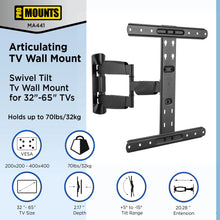 Load image into Gallery viewer, ProMounts Articulating TV Wall Mount for 32”-65” Holds up to 70lbs (MA441) ProMounts Articulating Mount