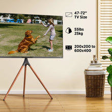 Load image into Gallery viewer, ProMounts Artistic Easel Tripod TV Stand for 47-72 inch LED LCD OLED Flat and Curved Screens, Portable Height Adjustable TV Mount Stand for Bedroom, Living Room, Studio ProMounts