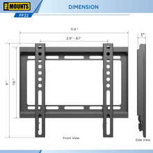 Load image into Gallery viewer, ProMounts Flat / Fixed TV Wall Mount for 13" to 47" TVs, Holds up to 55lbs (FF22) ProMounts Flat Mount