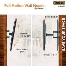 Load image into Gallery viewer, ProMounts Small Articulating/Full-Motion TV Wall Mount for 23’’- 60’’ and up to 88lbs ProMounts Articulating Mount