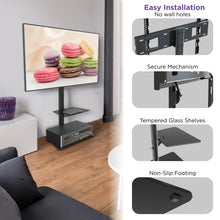 Load image into Gallery viewer, ProMounts TV Floor Stand Mount for 37" to 72" TVs with Height Adjustable Shelf and 25° Swivel (AFMSS6402-02) ProMounts TV Stand
