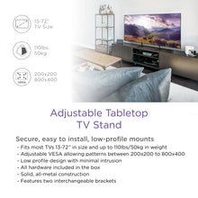 Load image into Gallery viewer, ProMounts Tabletop TV Stand Mount Height Adjustable Brackets for Displays 13”-72” (AMSF6401-X2) ProMounts TV Stand