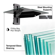Load image into Gallery viewer, Promounts Durable Singel AV Wall Shelf, Single Glass, Supports up to 17.6lbs Max Weight (FSH1) ProMounts Component Shelf