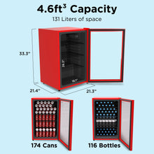 Load image into Gallery viewer, SnowLion Premium 131L Beverage Refrigerator 4.6 Cu.ft. Freestanding Mini Fridge With Glass Door in Red SnowLion Glass Door Extra Large