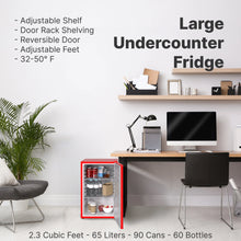 Load image into Gallery viewer, SnowLion Premium 65L Solid Door 2.3 Cu.ft. Freestanding Under-Counter Mini Fridge in Red SnowLion Solid Door Large