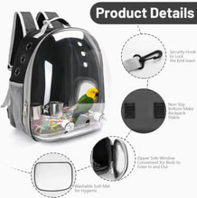 Load image into Gallery viewer, breathable bird backpack – Breathable Bubble Carrier for Small & Medium Birds with Secure Perch & Locking Zippers One Products
