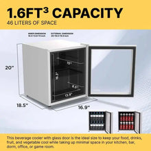 Load image into Gallery viewer, Husky Premium 46L Beverage Refrigerator 1.6 Cu.ft. Freestanding Counter-Top Mini Fridge With Glass Door in White - One Products