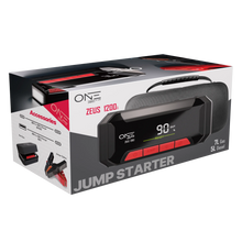 Load image into Gallery viewer, ONE Jump Starter 1200A Peak Battery Pack, Ultrasafe Car Battery Jumpstarter, 12V Jump Box for Battery up to 7L Gas or 5L Diesel Engine, Battery Booster 65W Fast Charger, Portable Hard Case/Dust Tight(OAJS-1201) - One Products
