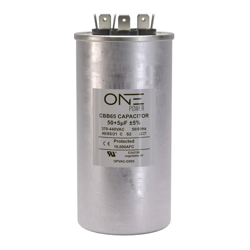 ONE Power CBB65 440-Volt 50/5-MFD Round Double Run Capacitor (OPCDR505) One Products