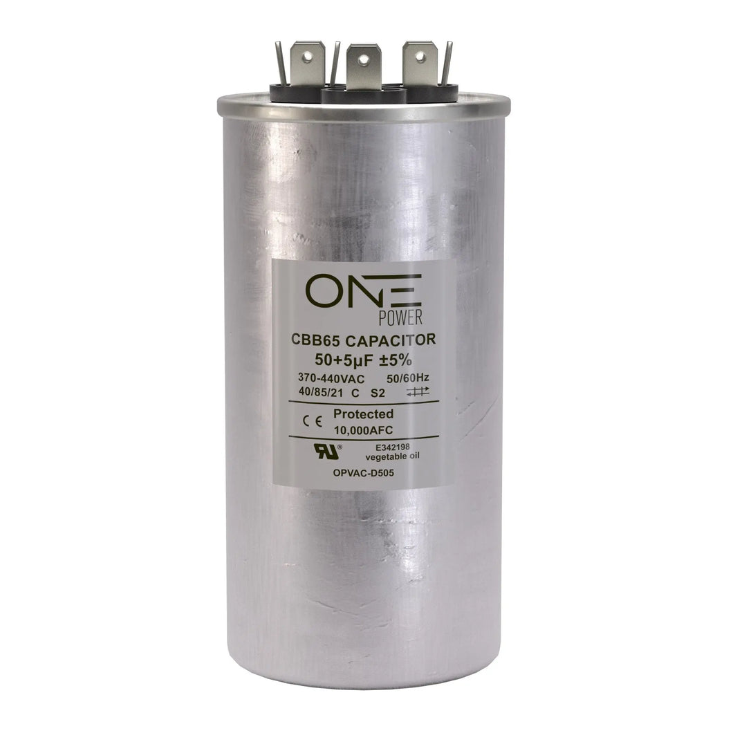 ONE Power CBB65 440-Volt 50/5-MFD Round Double Run Capacitor (OPCDR505) One Products