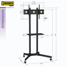 Load image into Gallery viewer, ProMount Rolling TV Stand with Mount and Adjustable Shelf for 32&quot;-72&quot; TVs, Holds up to 110lbs(AFCS6402-02) - One Products
