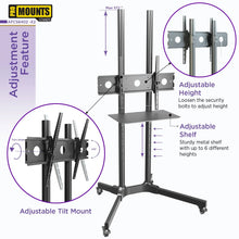 Load image into Gallery viewer, ProMount Rolling TV Stand with Mount and Adjustable Shelf for 32&quot;-72&quot; TVs, Holds up to 110lbs(AFCS6402-02) - One Products

