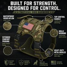 Load image into Gallery viewer, Adjustable Tactical Dog Harness for Medium &amp; Large Dogs, Heavy-Duty No-Pull Vest with Metal Buckle and Control Handle | Green Camouflage One Products
