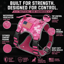 Load image into Gallery viewer, Adjustable Tactical Dog Harness for Medium &amp; Large Dogs, Heavy-Duty No-Pull Vest with Metal Buckle and Control Handle | Pink Camouflage One Products
