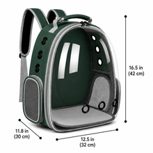 Load image into Gallery viewer, Pet Carrier Backpack for Cats &amp; Small Dogs, Airline-Friendly Bubble Carrier with Mesh Ventilation &amp; Safety Leash | Green
