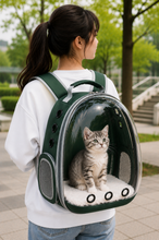Load image into Gallery viewer, Pet Carrier Backpack for Cats &amp; Small Dogs, Airline-Friendly Bubble Carrier with Mesh Ventilation &amp; Safety Leash | Green
