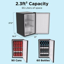 Load image into Gallery viewer, Husky Premium 65L Solid Door 2.3 Cu.ft. Freestanding Under-Counter Mini Fridge in Black Husky-NA Solid Door Large
