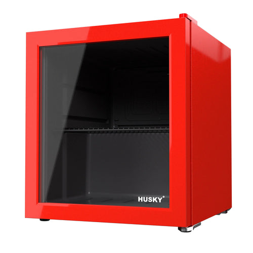 Husky Premium 46L Beverage Refrigerator 1.6 Cu.ft. Freestanding Counter-Top Mini Fridge With Glass Door in Red - One Products