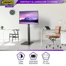 Load image into Gallery viewer, ProMounts Portrait &amp; Landscape Floor TV Stand for 32”-75” TVs, Holds up to 77lbs - One Products
