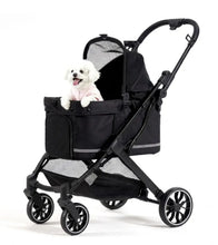 Load image into Gallery viewer, Pet Stroller with 4 Wheels, Puppy Strollers for Small/Medium Dogs and Cats up to 50lbs, Lightweight Pet Travel Carrier with Detachable Cushion, Storage Basket in Black One Products
